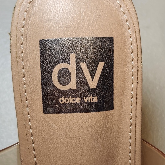 New DV by Dolce Vita Women's Selsta High Heel Slide Sandals Nude Clear Straps - Picture 7 of 7